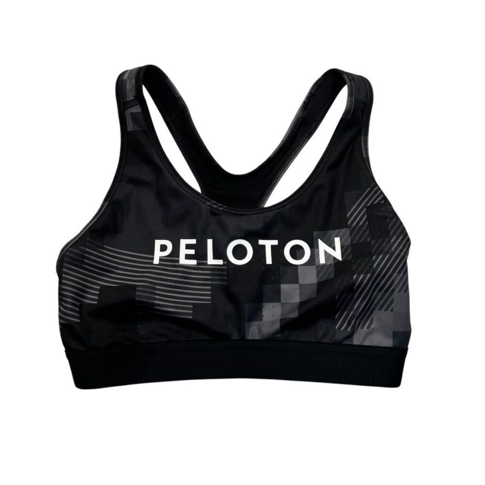Adidas X Peloton Sports Bra Womens Medium Collab Black Check Color Block Workout